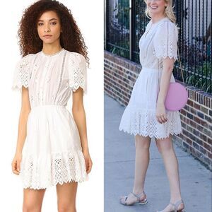 SEA New York Emma pintuck Dress White Eyelet 4 mini short sleeve classic